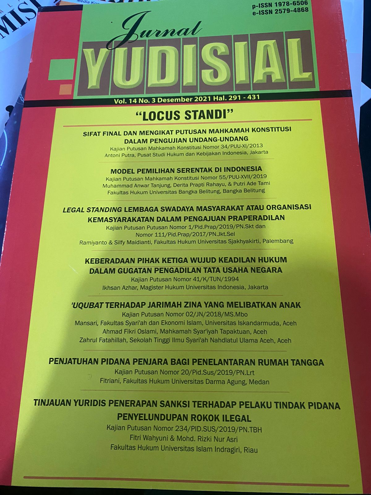 Jurnal Yudisial Lokus Studi VOL 14